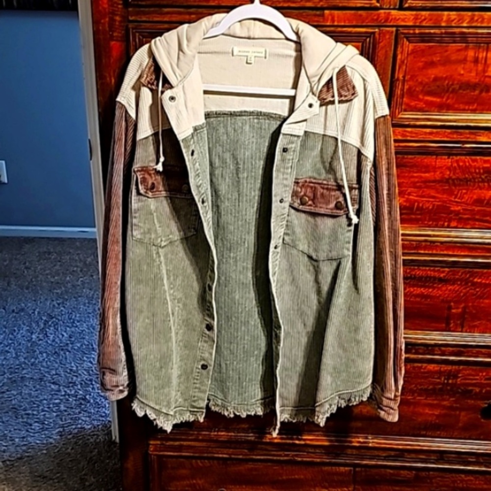 Gilded Intent Womens Like New Color Block Corduroy Shacket Sz Medium Oversized